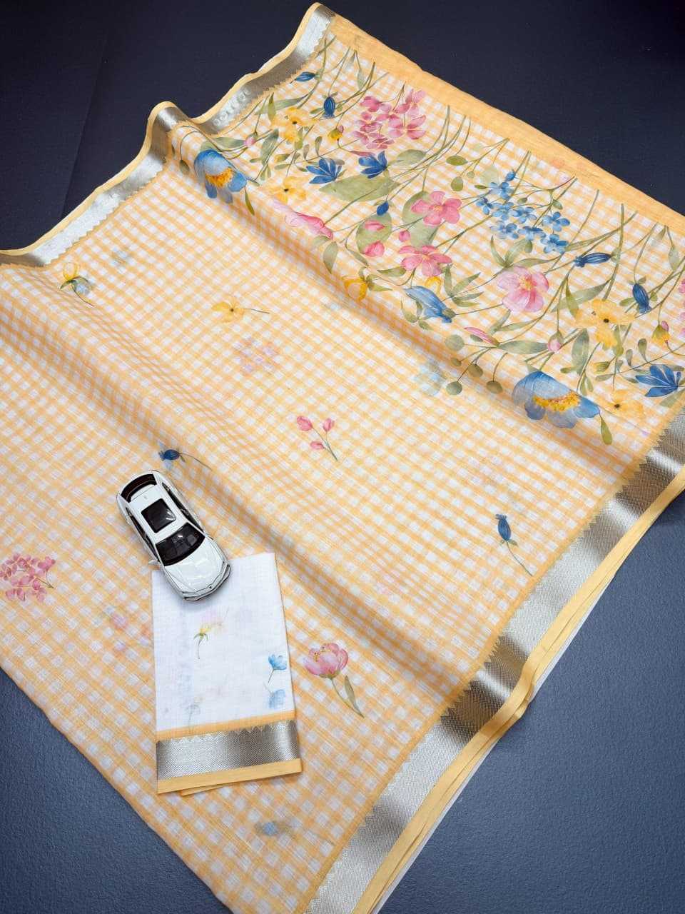 Linen Designer Saree in Lavender
