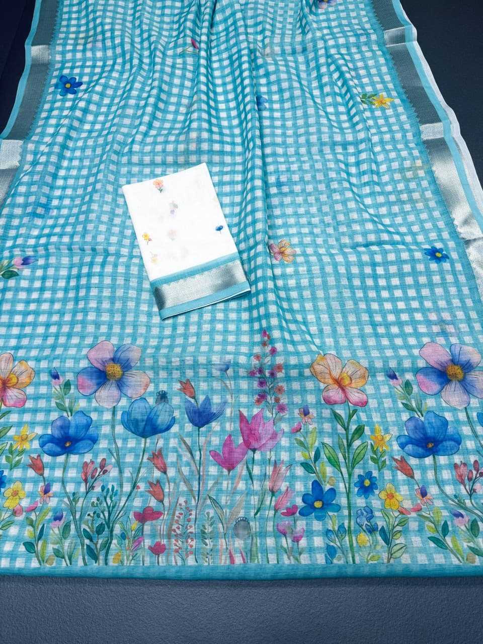 Linen Designer Saree in Lavender