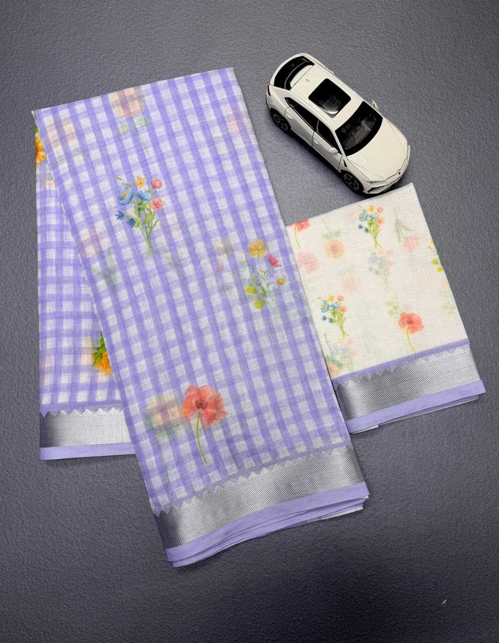 Linen Designer Saree in Lavender