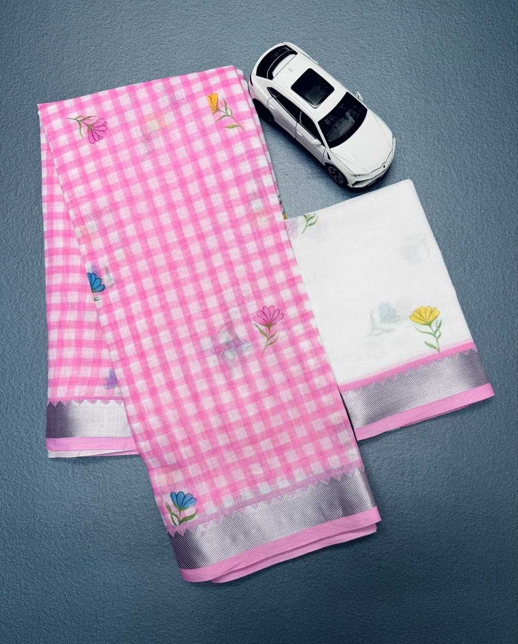 Linen Designer Saree in Lavender