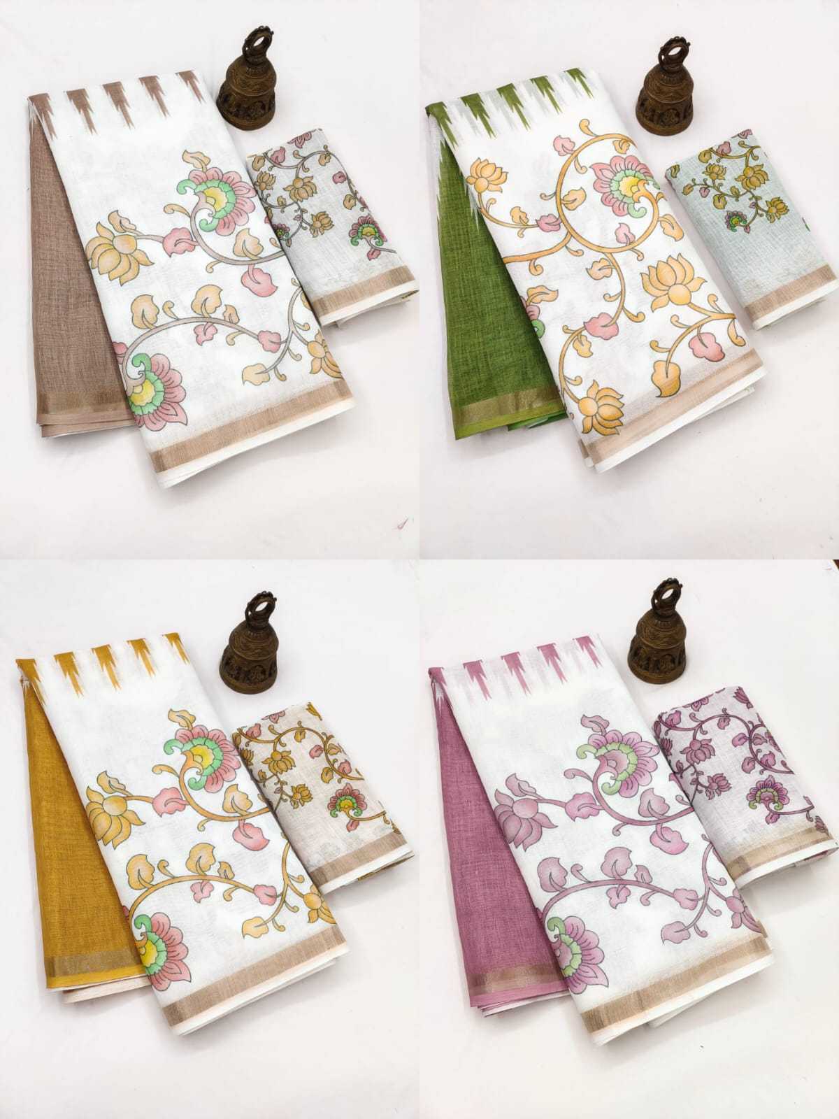 Linen Designer Saree in Brown