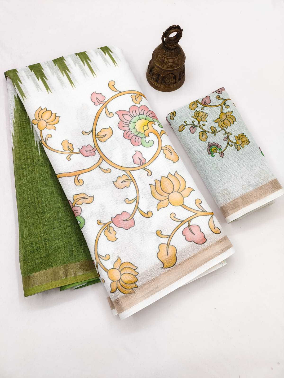 Linen Designer Saree in Brown
