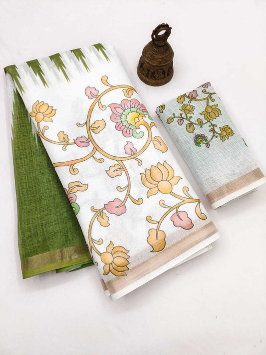 Linen Designer Saree in Brown