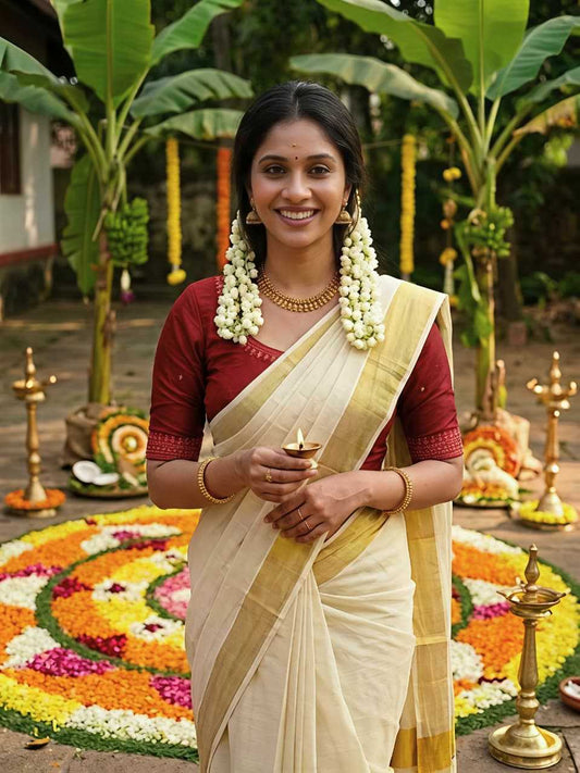 Linen Zari Border Saree