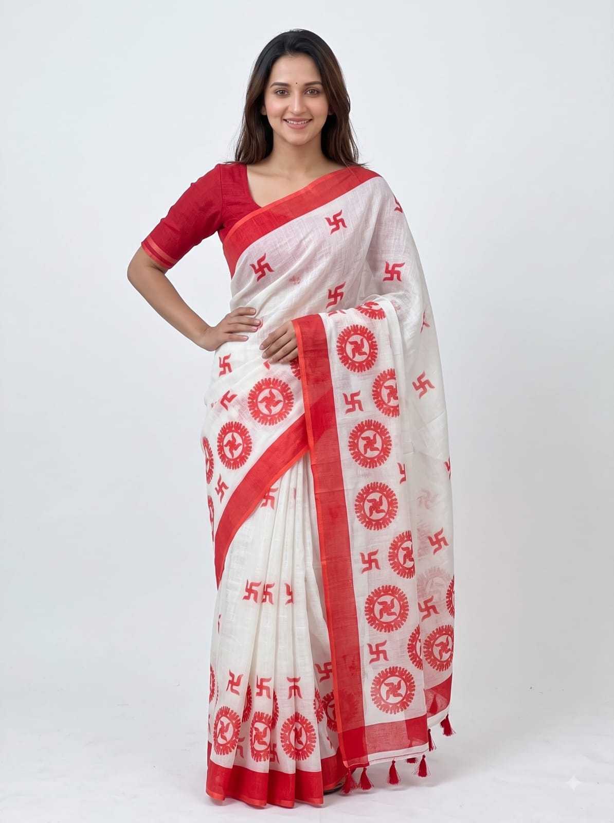 Linen Printed Saree 689