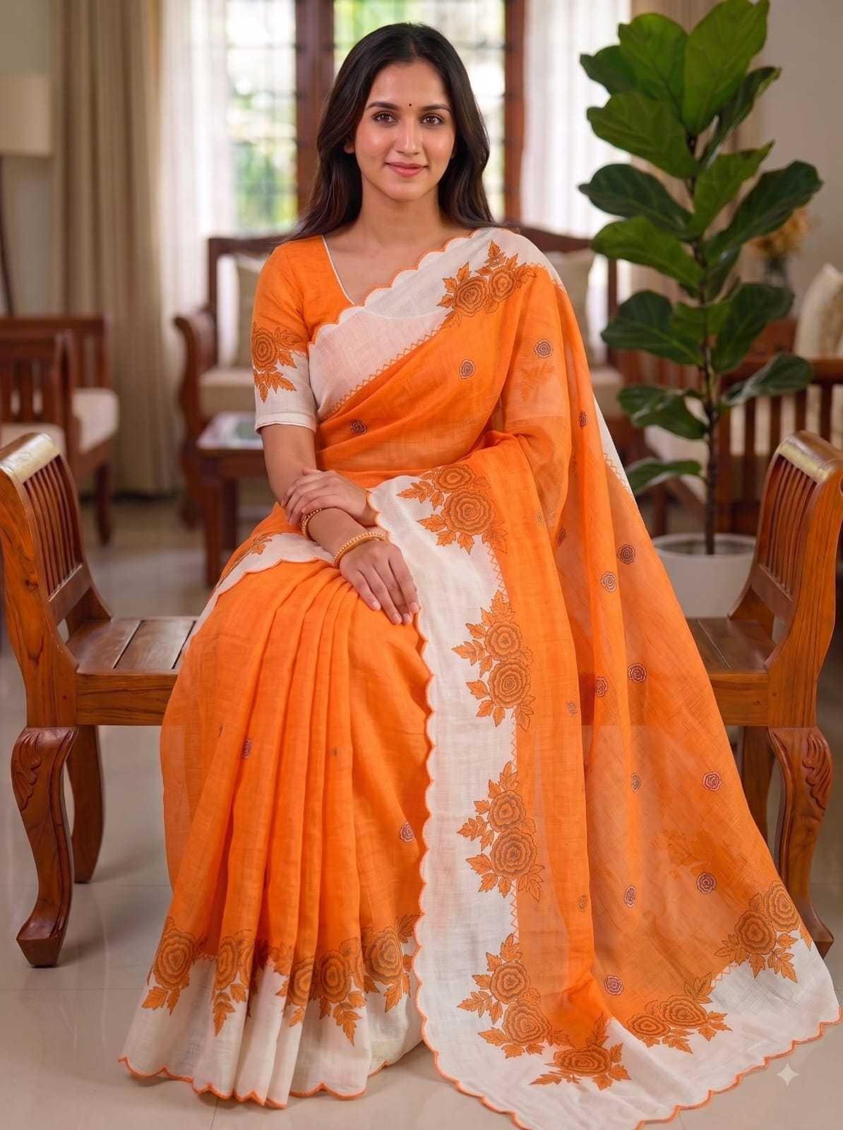 Linen Designer Saree 693