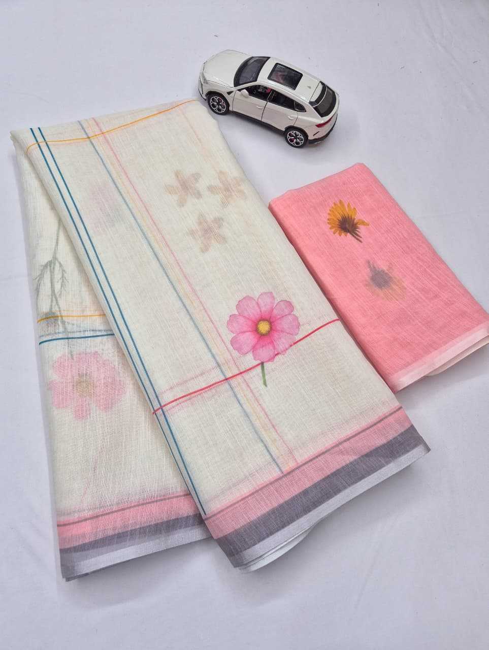 Linen Printed Saree 695