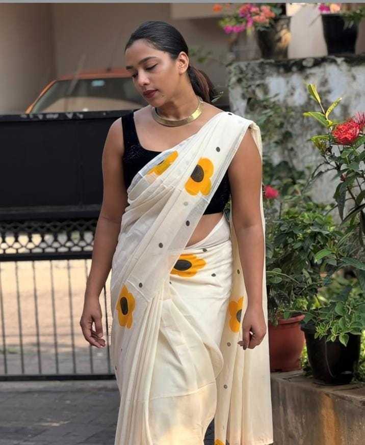 Linen Printed Saree 695