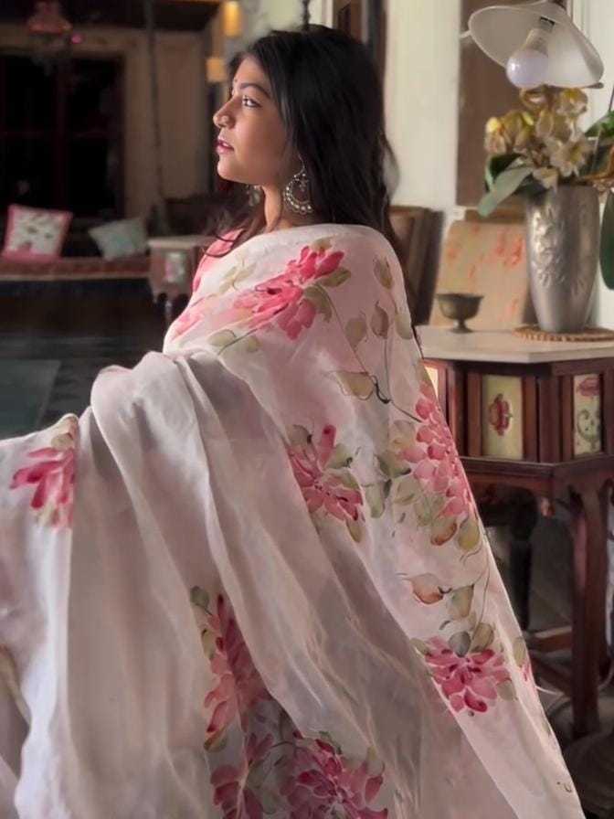 Linen Printed Saree 695