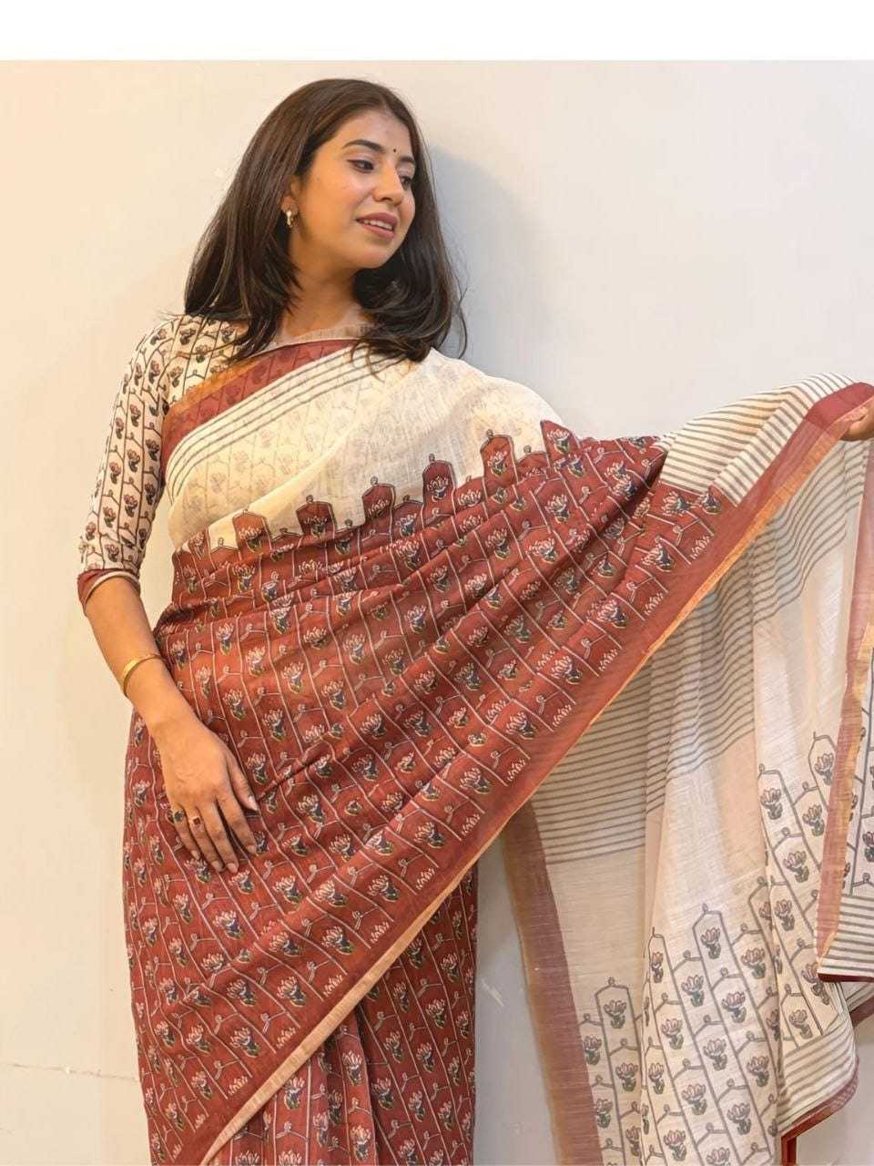 Linen Printed Saree