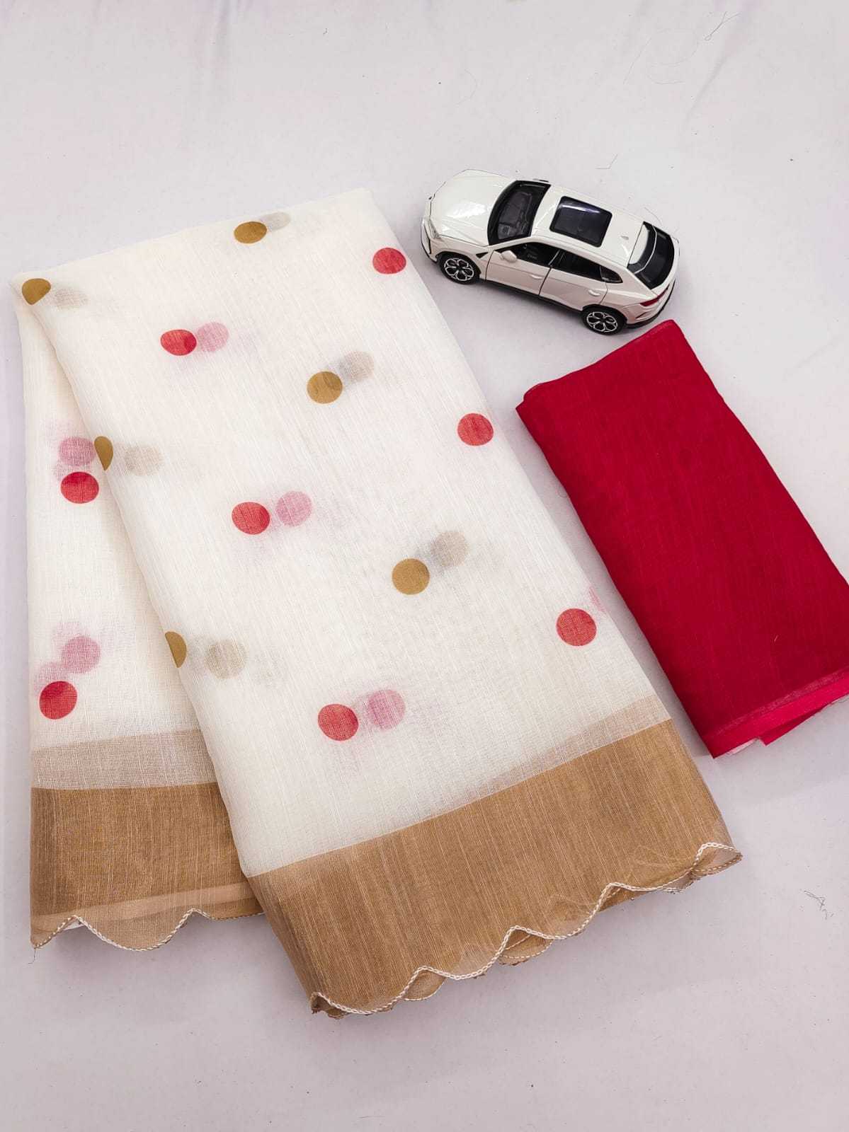 Linen Block Print Saree