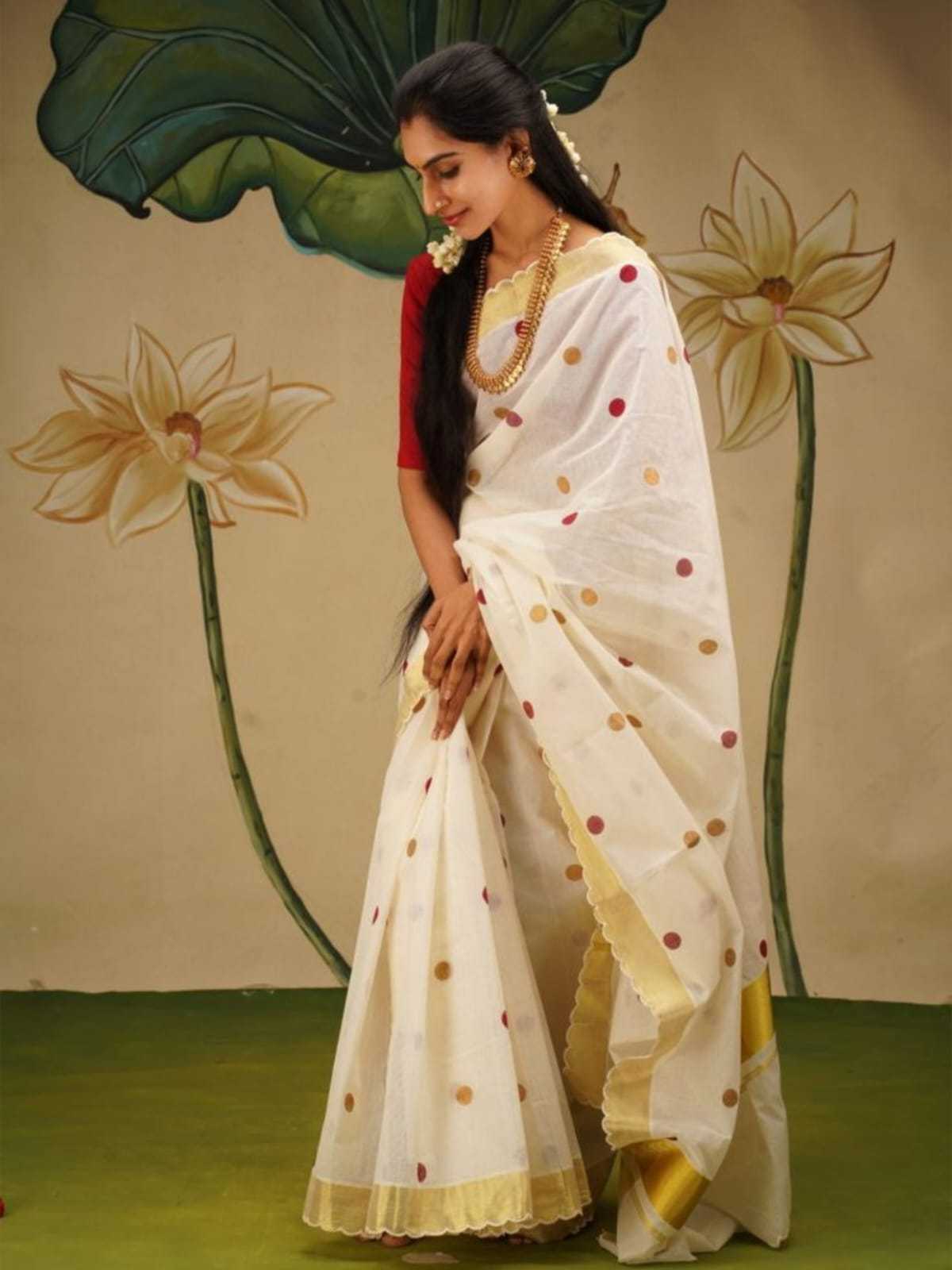 Linen Block Print Saree