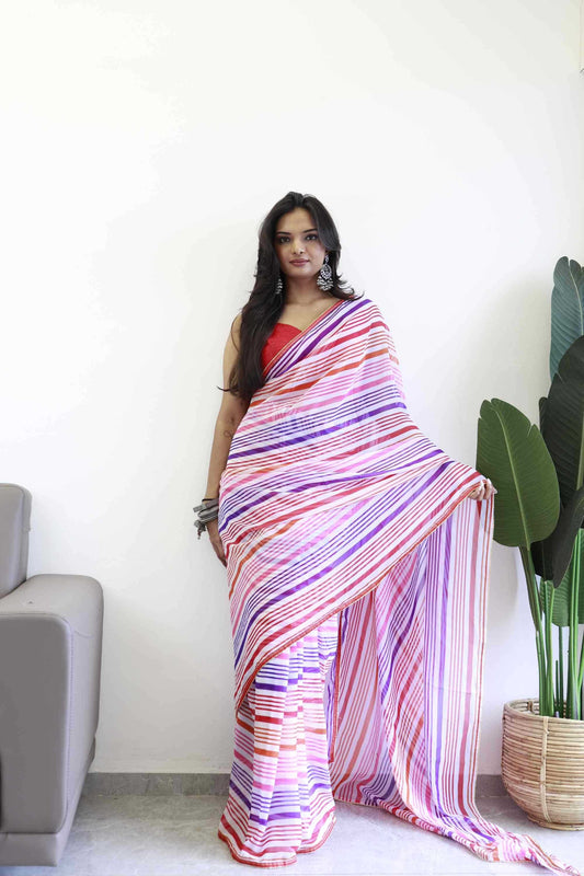 Georgette Ready To Wear Saree in Baby Pink