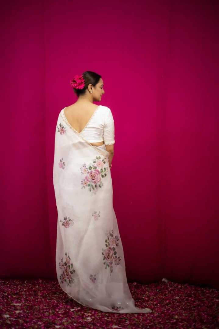 Organza Silk Ready To Wear Saree in Baby Pink