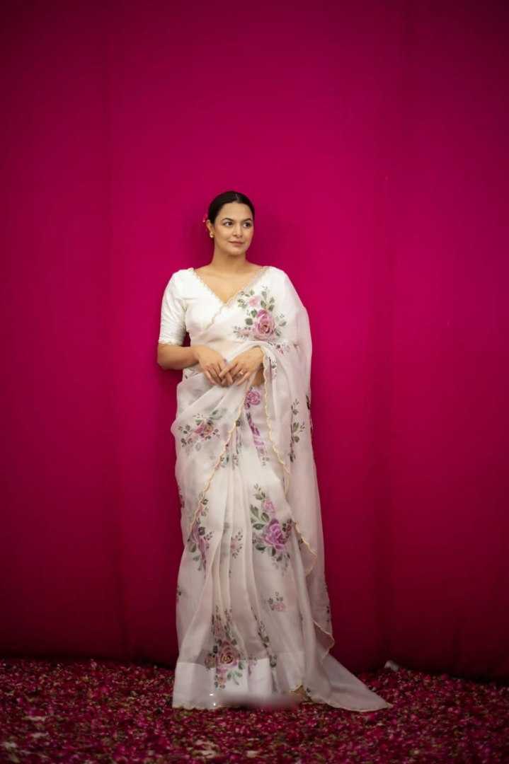 Organza Silk Ready To Wear Saree in Baby Pink