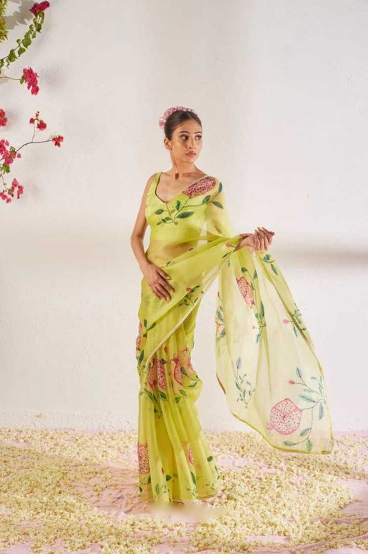 Organza Silk Ready To Wear Saree in Pista