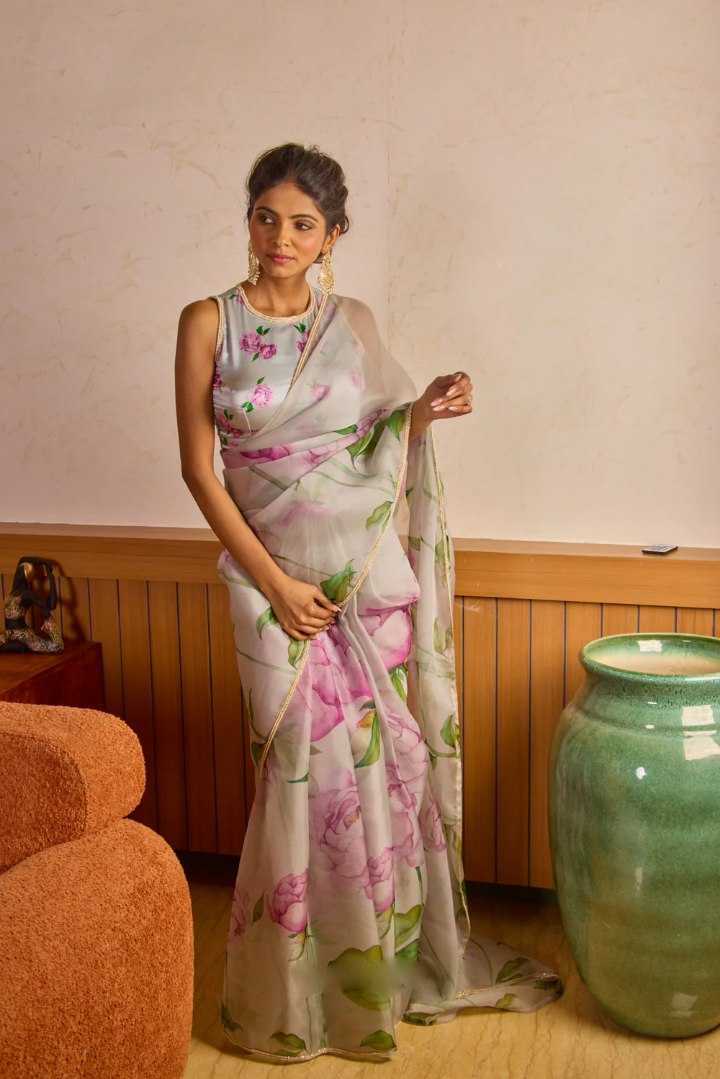 Georgette Ready To Wear Saree in Light Green
