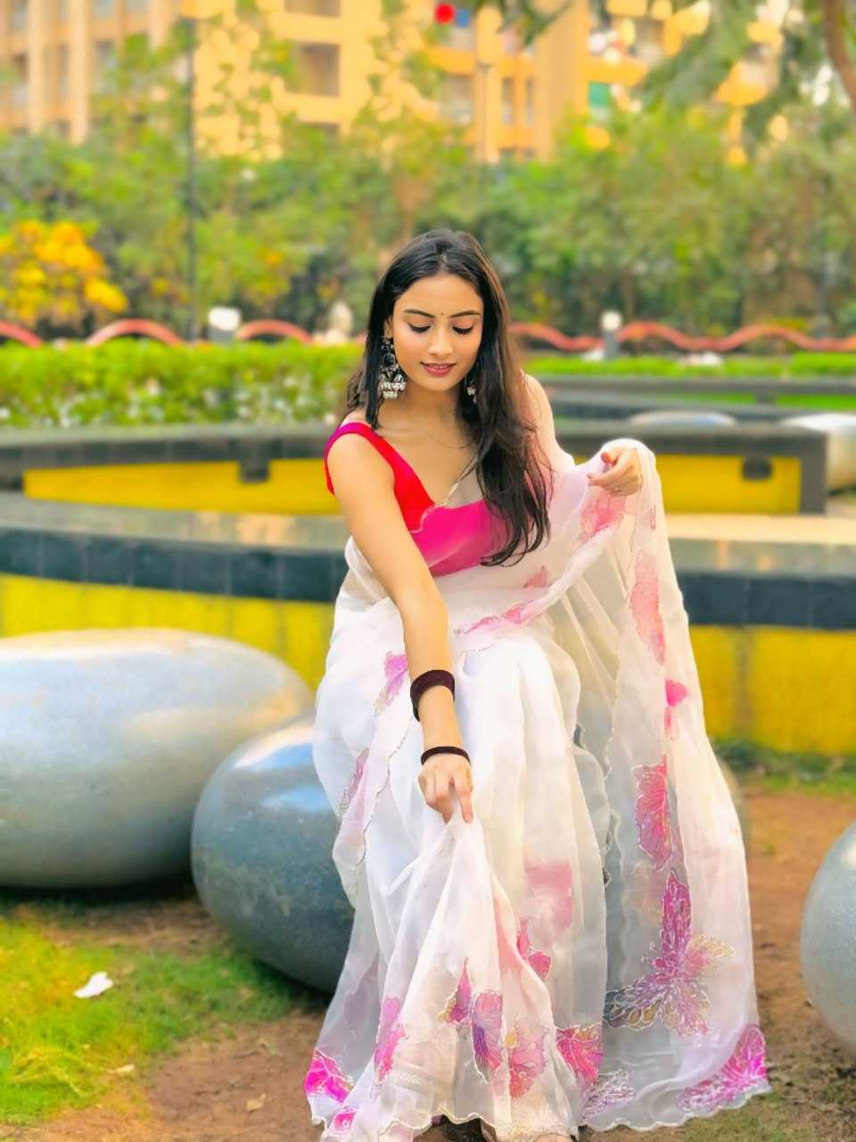 Organza Ready To Wear Saree in White