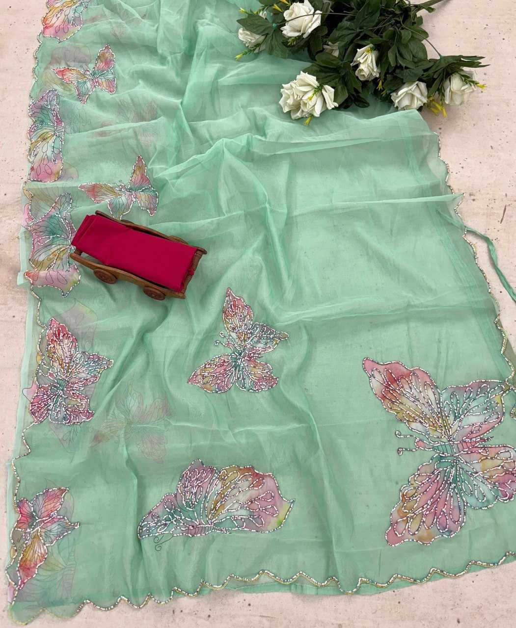 Organza Ready To Wear Saree in White