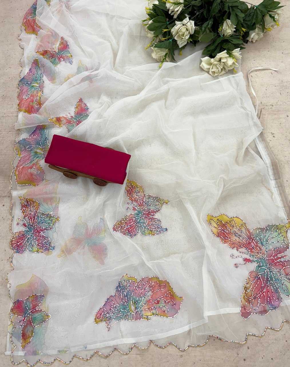 Organza Ready To Wear Saree in White