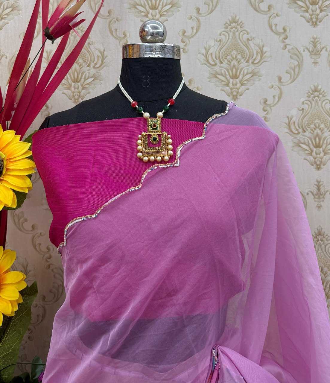 Organza Ready To Wear Saree in White