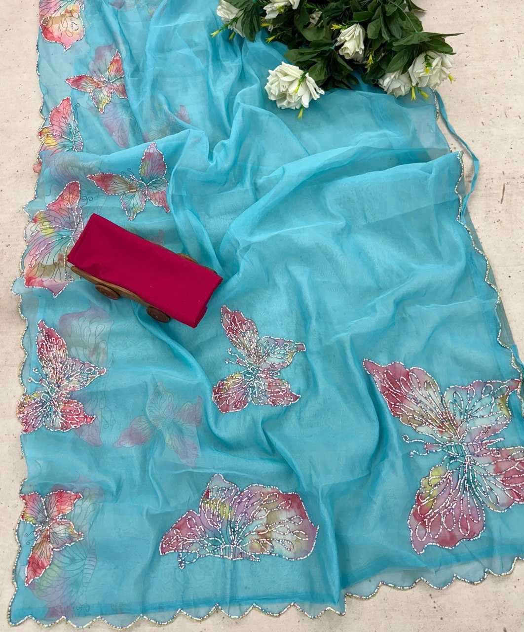 Organza Ready To Wear Saree in White