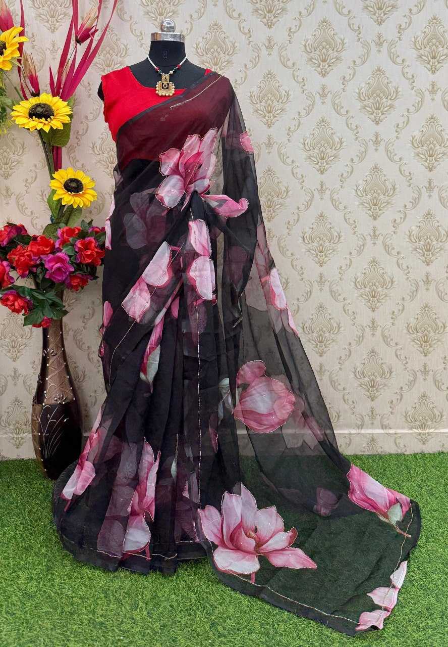 Georgette Ready To Wear Saree in White