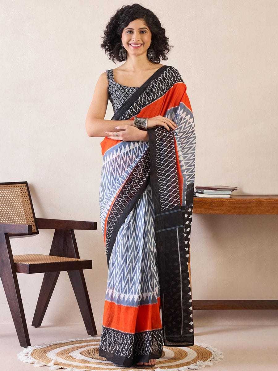 Cotton Ready To Wear Saree in Sky