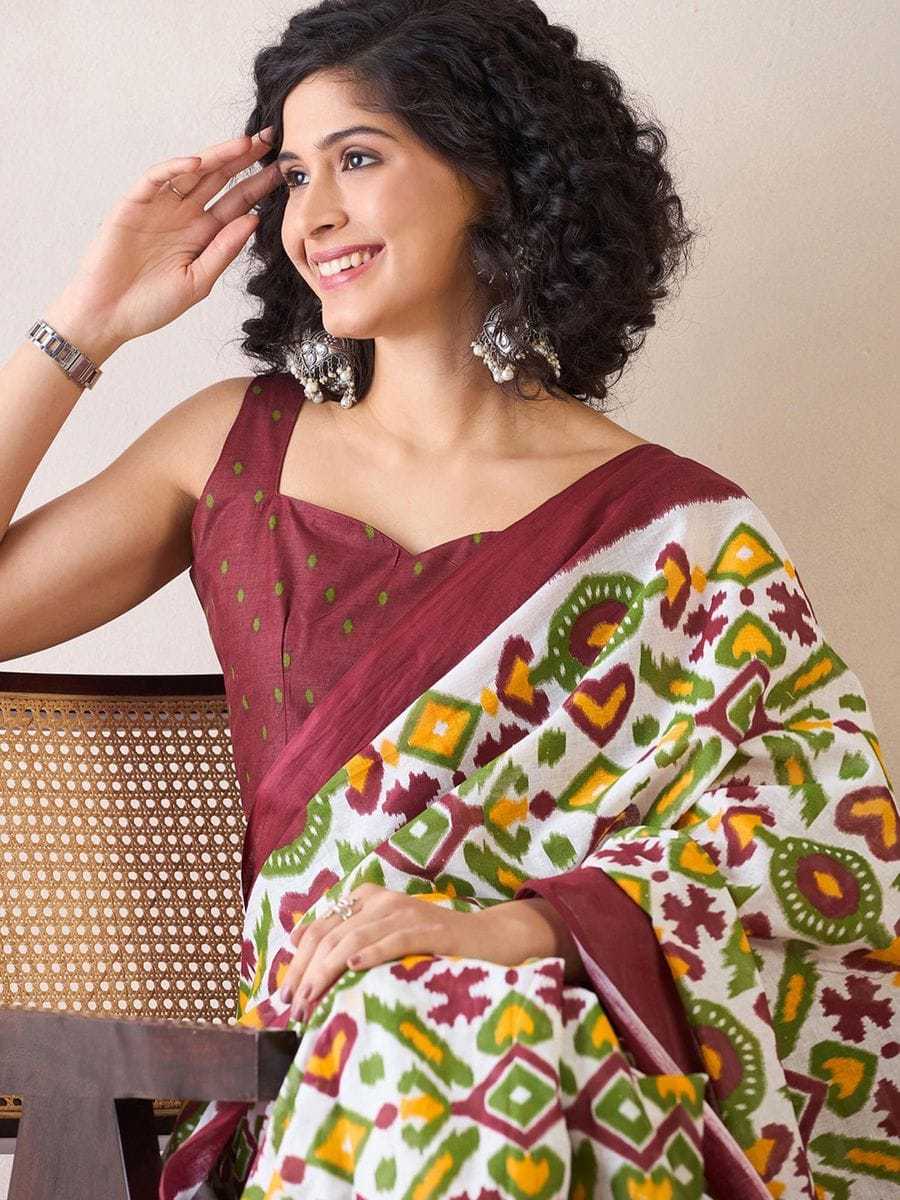 Cotton Ready To Wear Saree in White