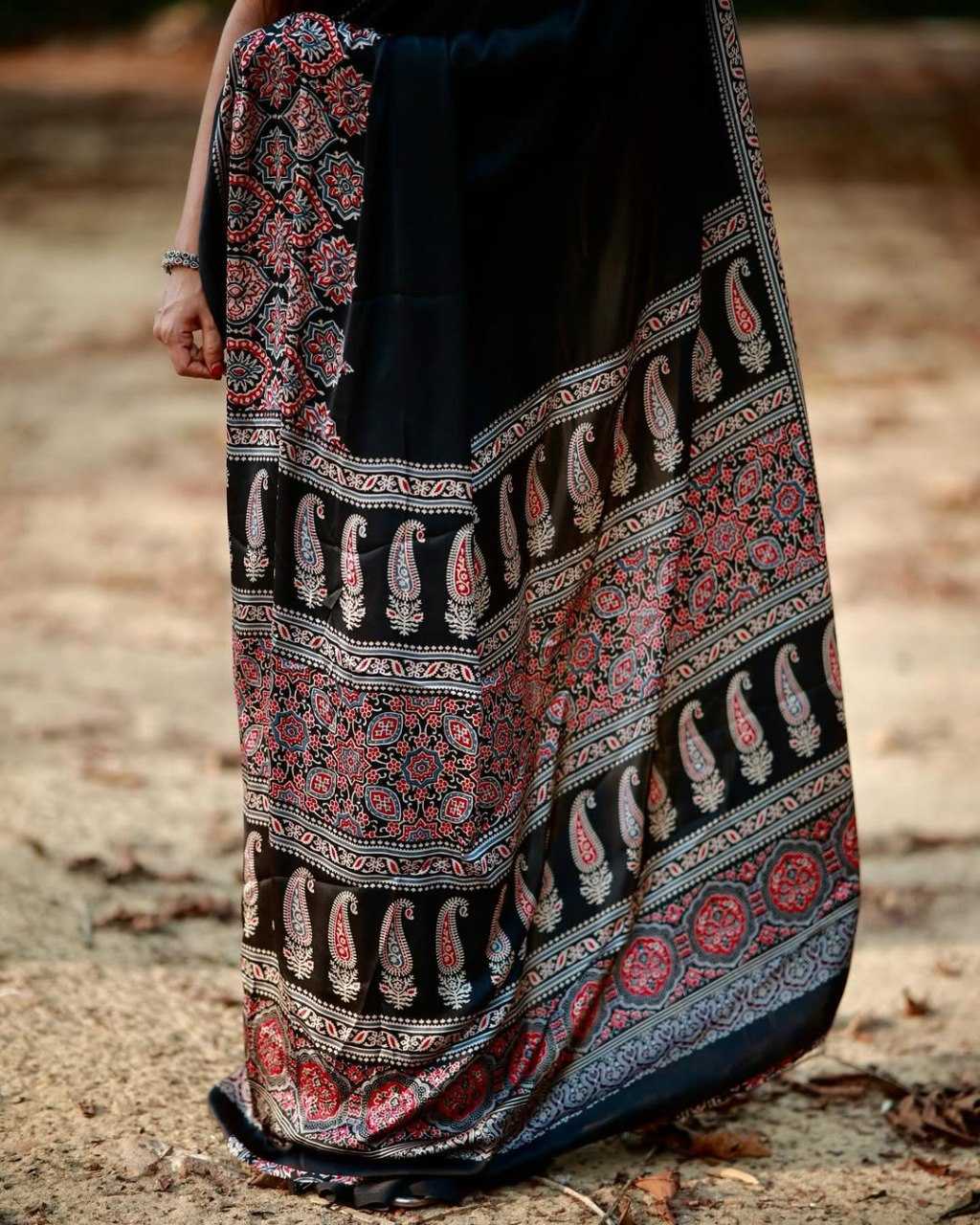 Crepe Silk Ready To Wear Saree in Black