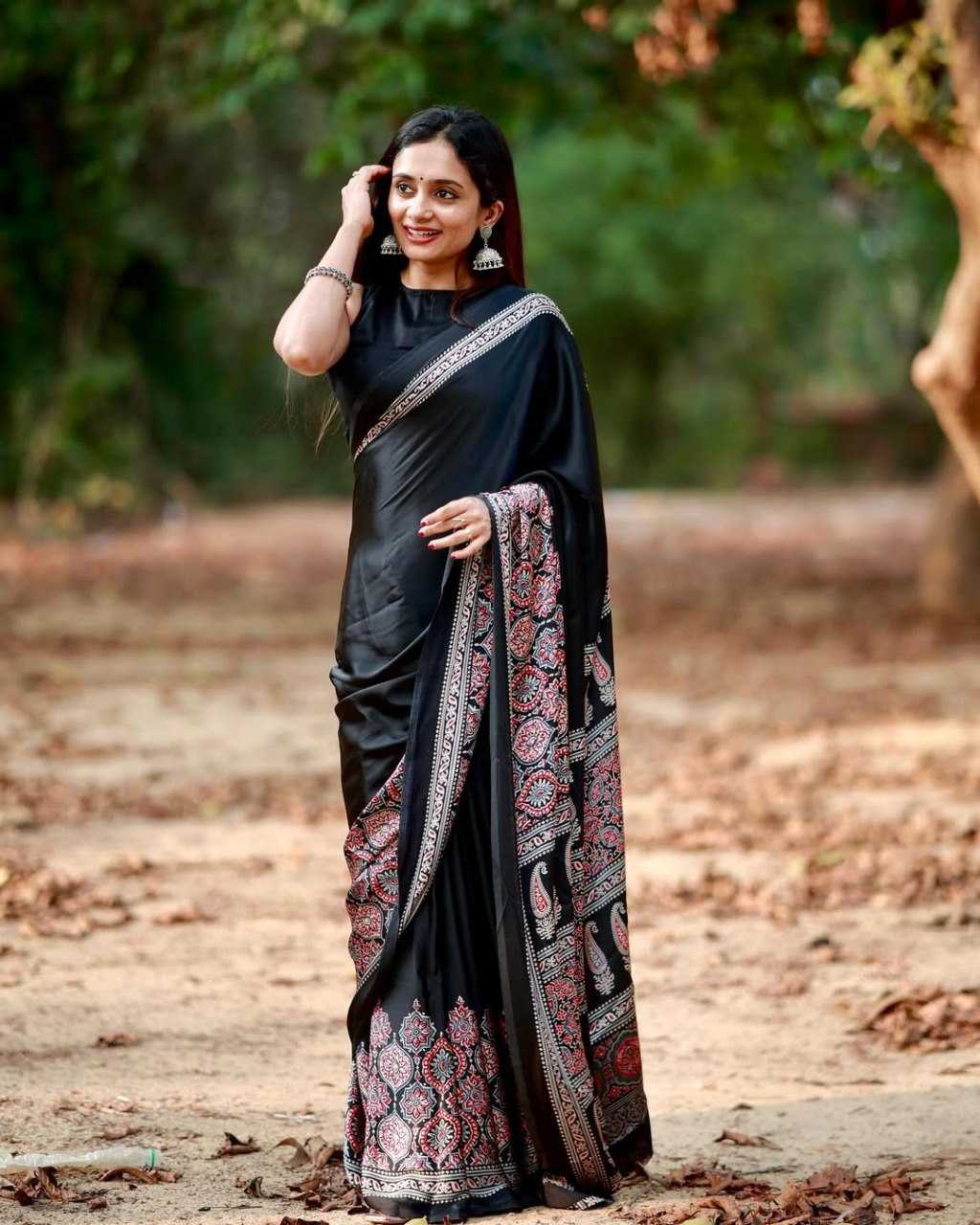 Crepe Silk Ready To Wear Saree in Dark Green