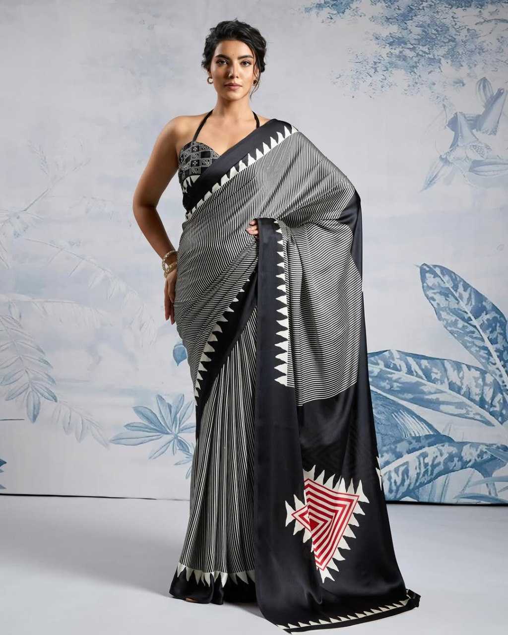 Crepe Silk Ready To Wear Saree in Red