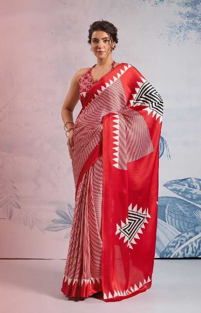 Crepe Silk Ready To Wear Saree in Red