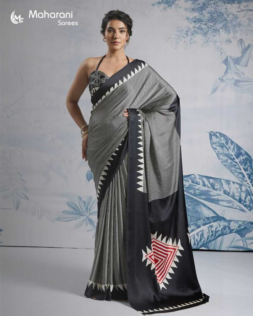 Crepe Silk Ready To Wear Saree in Red