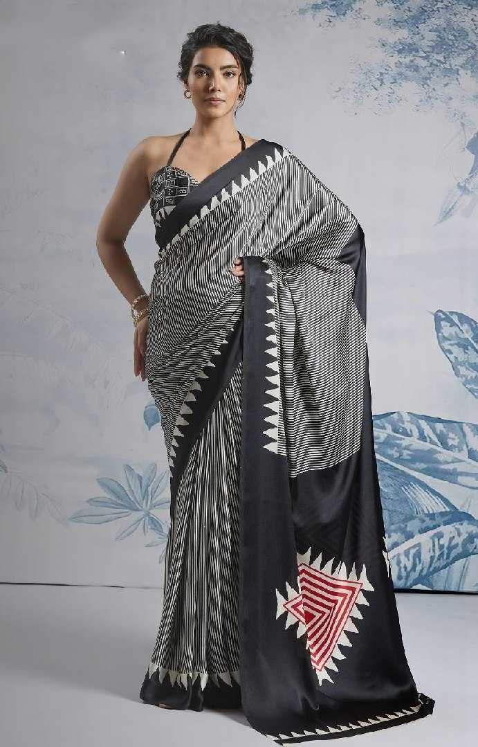 Crepe Silk Ready To Wear Saree in Red