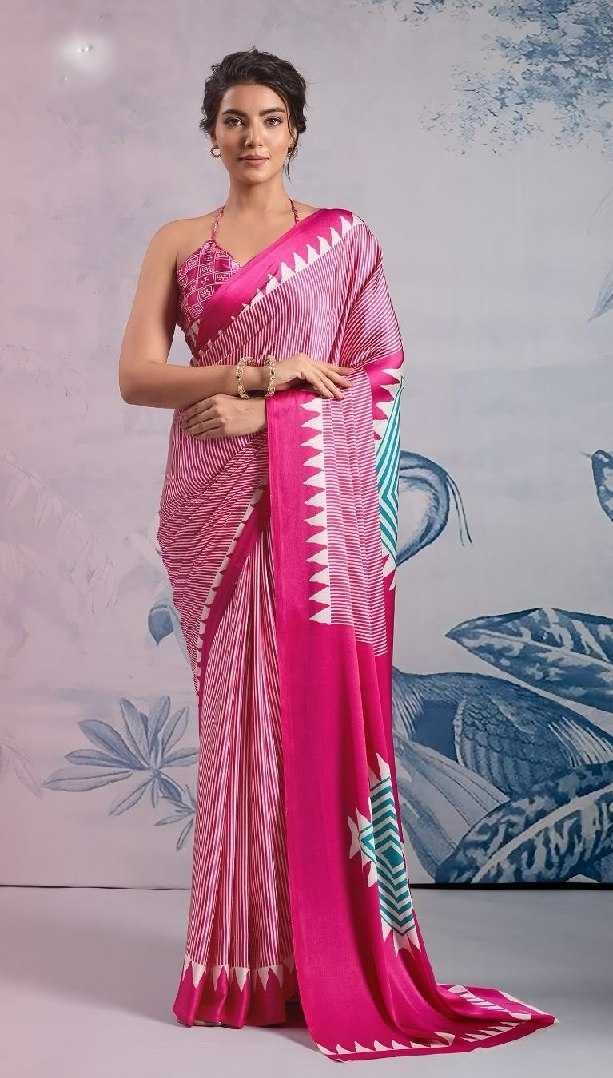Crepe Silk Ready To Wear Saree in Red