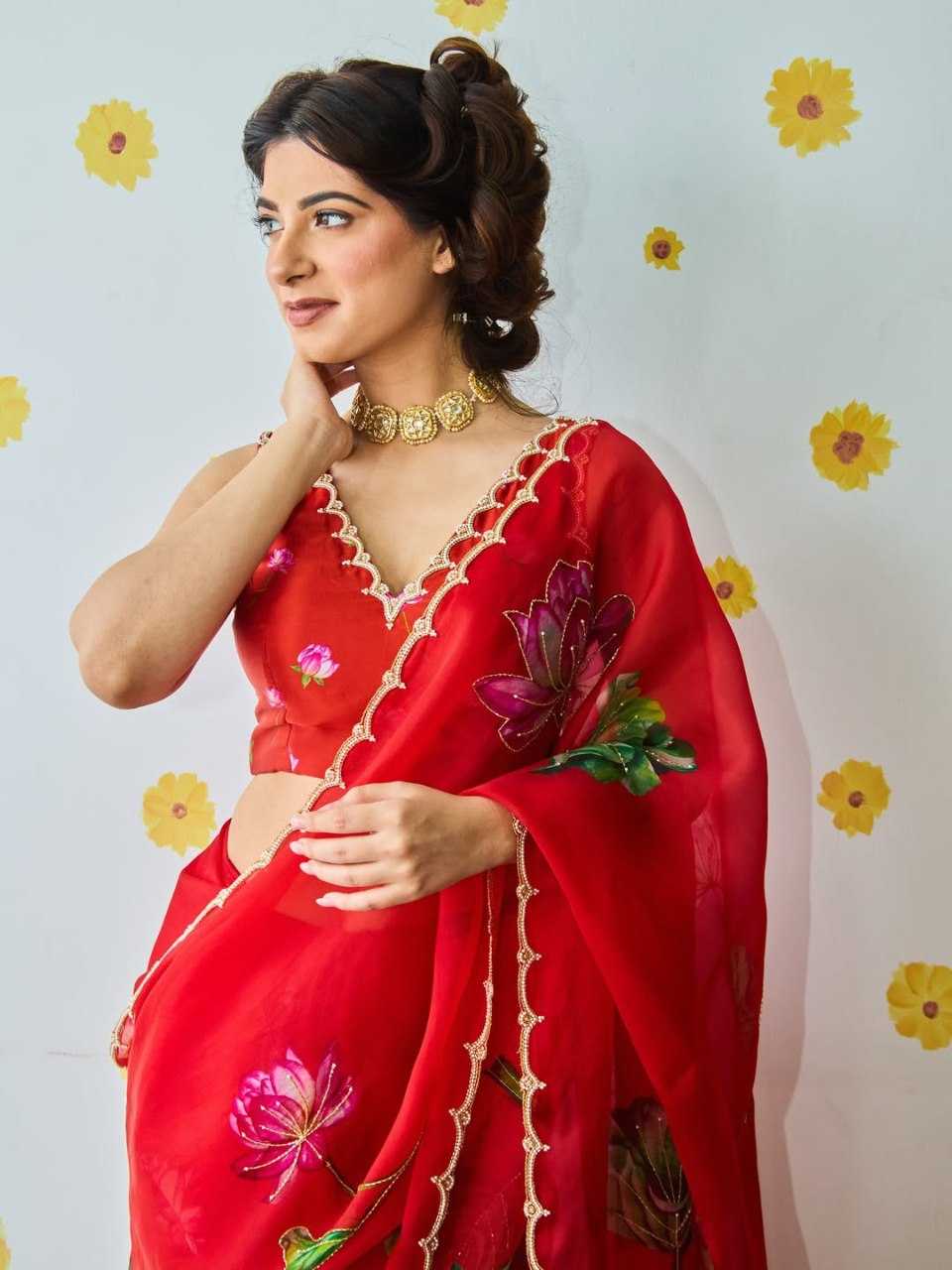 Organza Silk Ready To Wear Saree in White