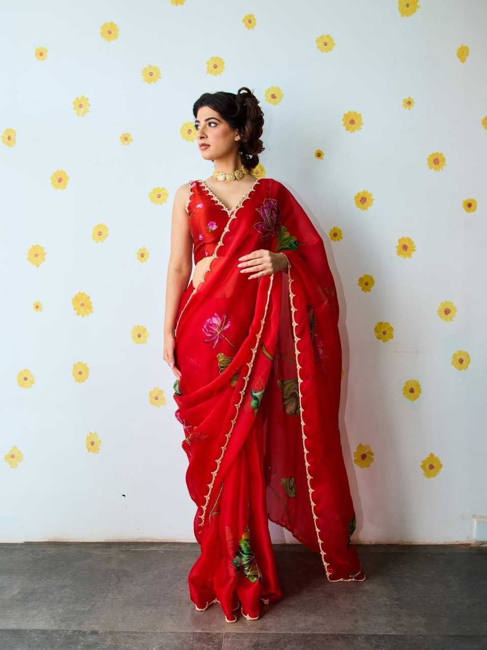 Organza Silk Ready To Wear Saree in White