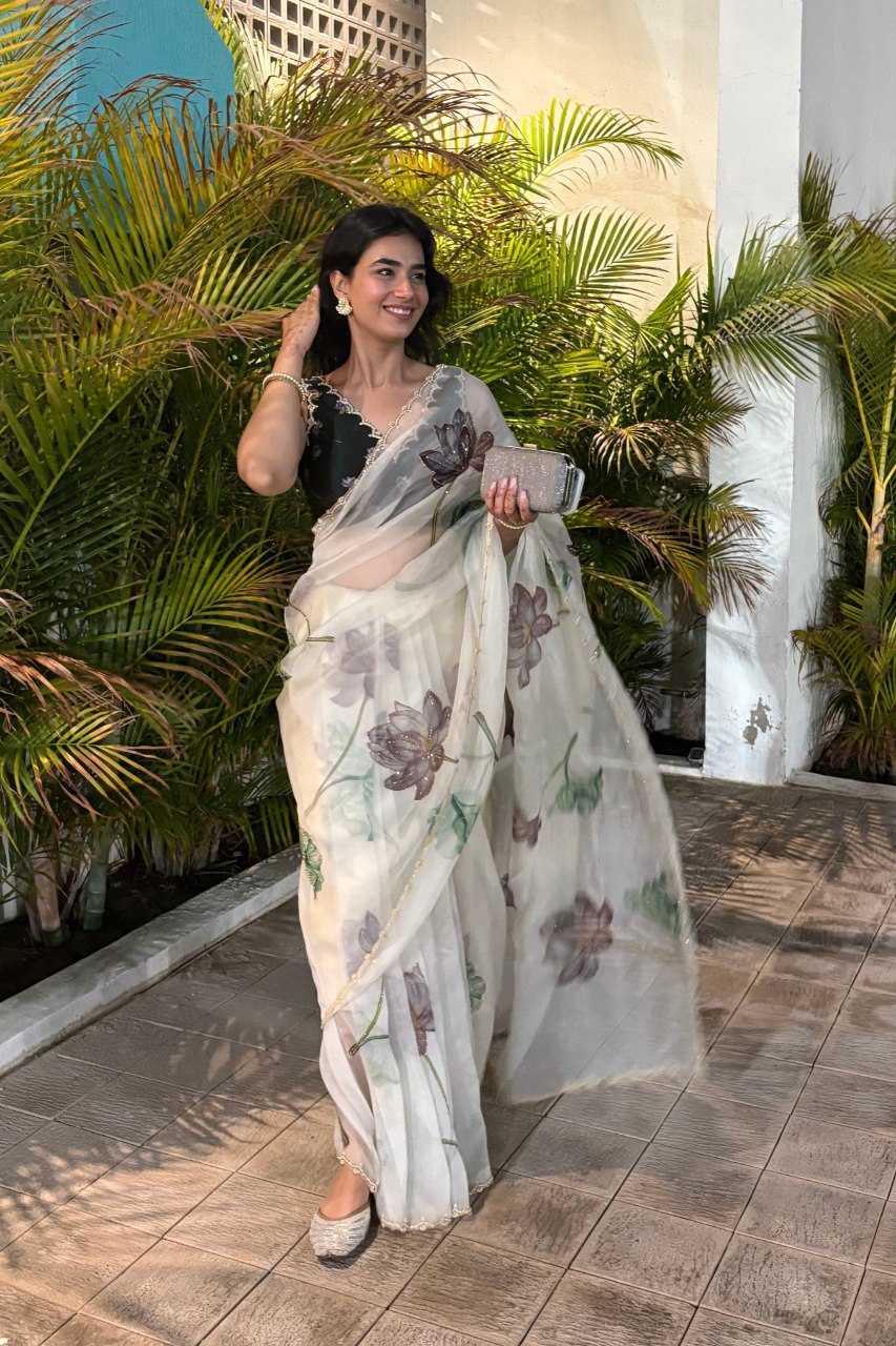 Organza Silk Ready To Wear Saree in White