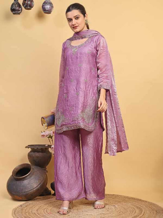 Anjali Crush Silk Palazzo Suit