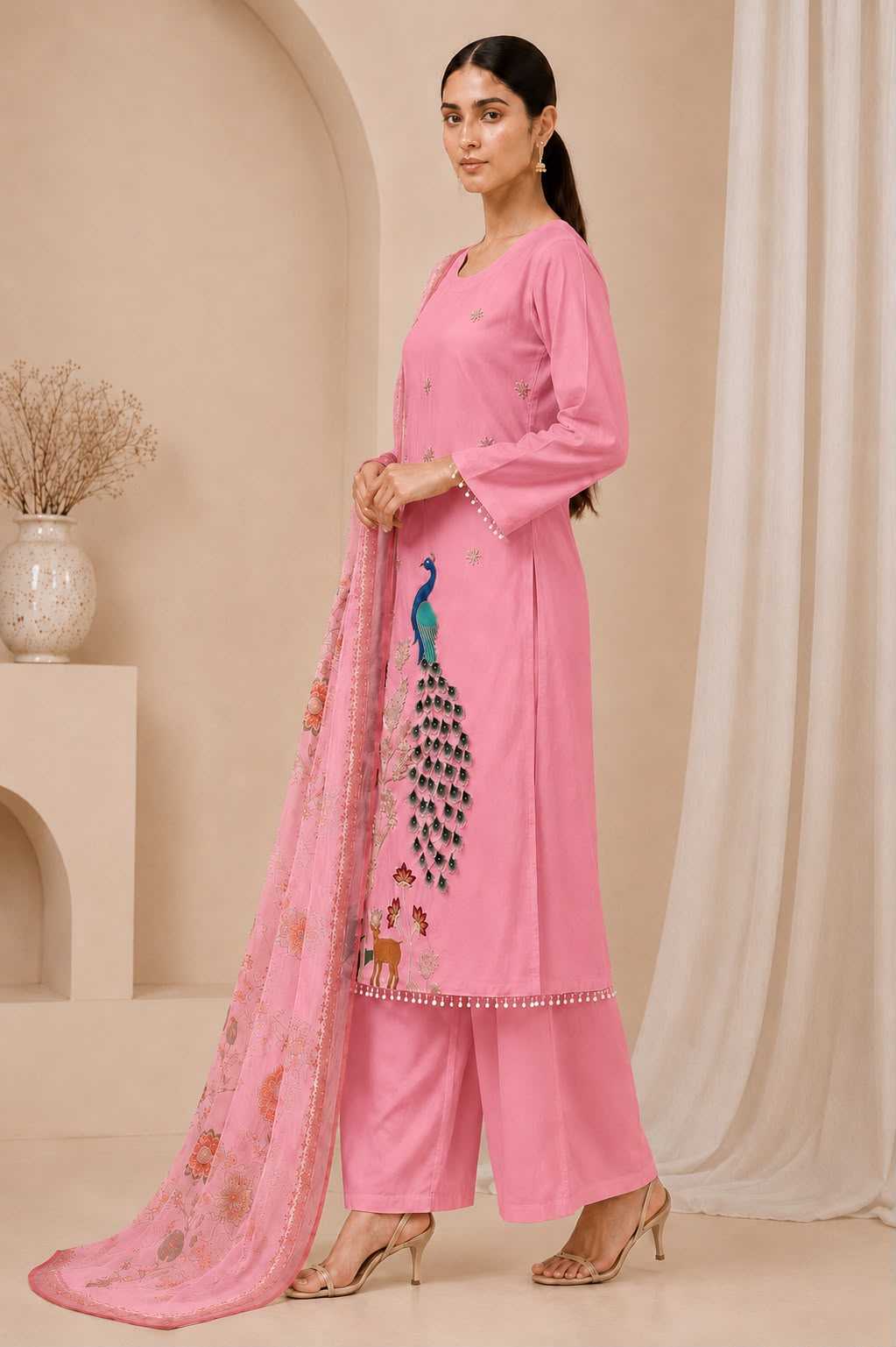 Heavy Vichitra Silk Printed Suit