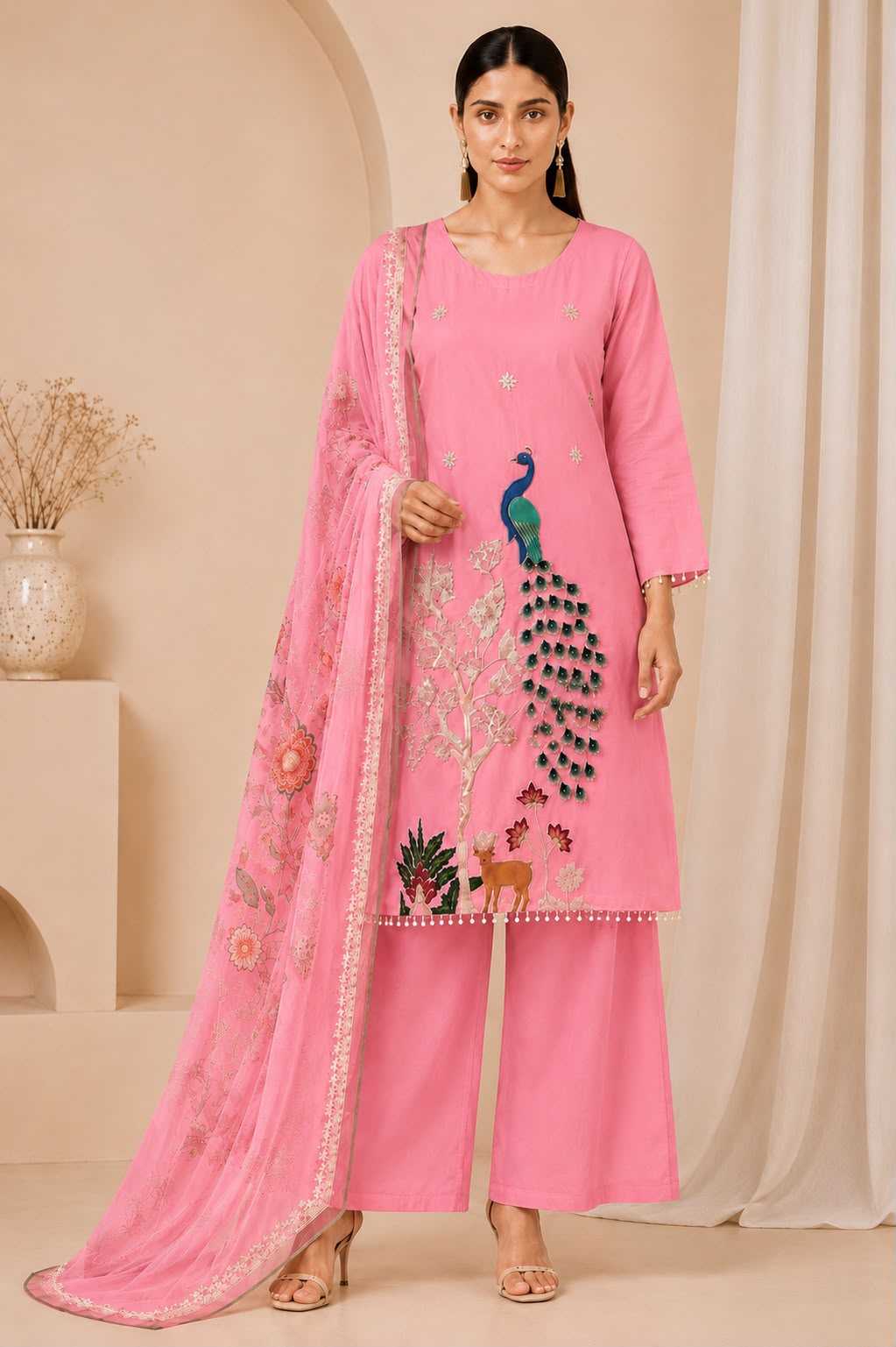 Heavy Vichitra Silk Printed Suit