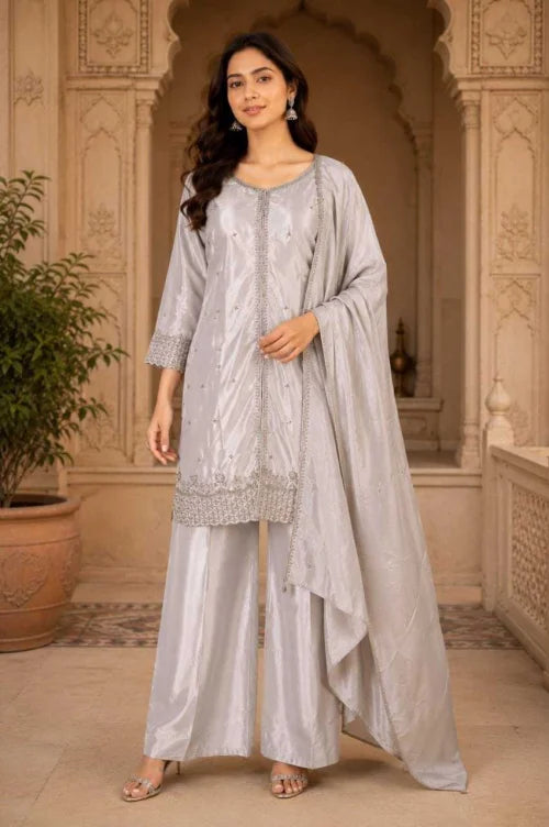 Piece Pure Silk Embroidery Suit