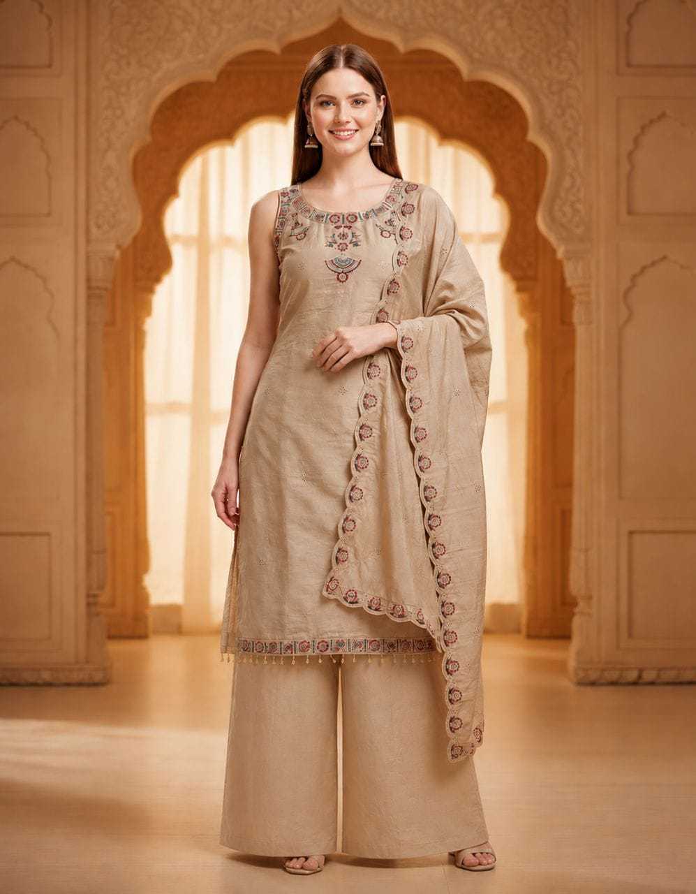 Heavy Roman Silk Embroidery Suit