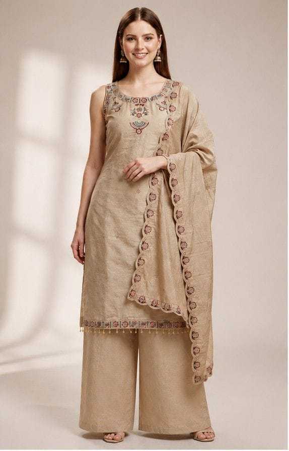 Heavy Roman Silk Embroidery Suit