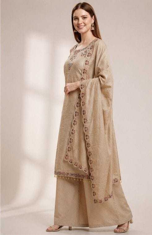 Heavy Roman Silk Embroidery Suit