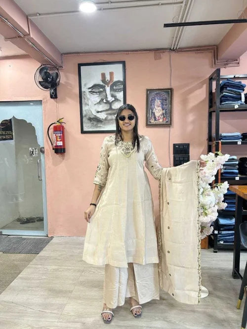 Tiful Chanderi Cotton Embroidery Suit