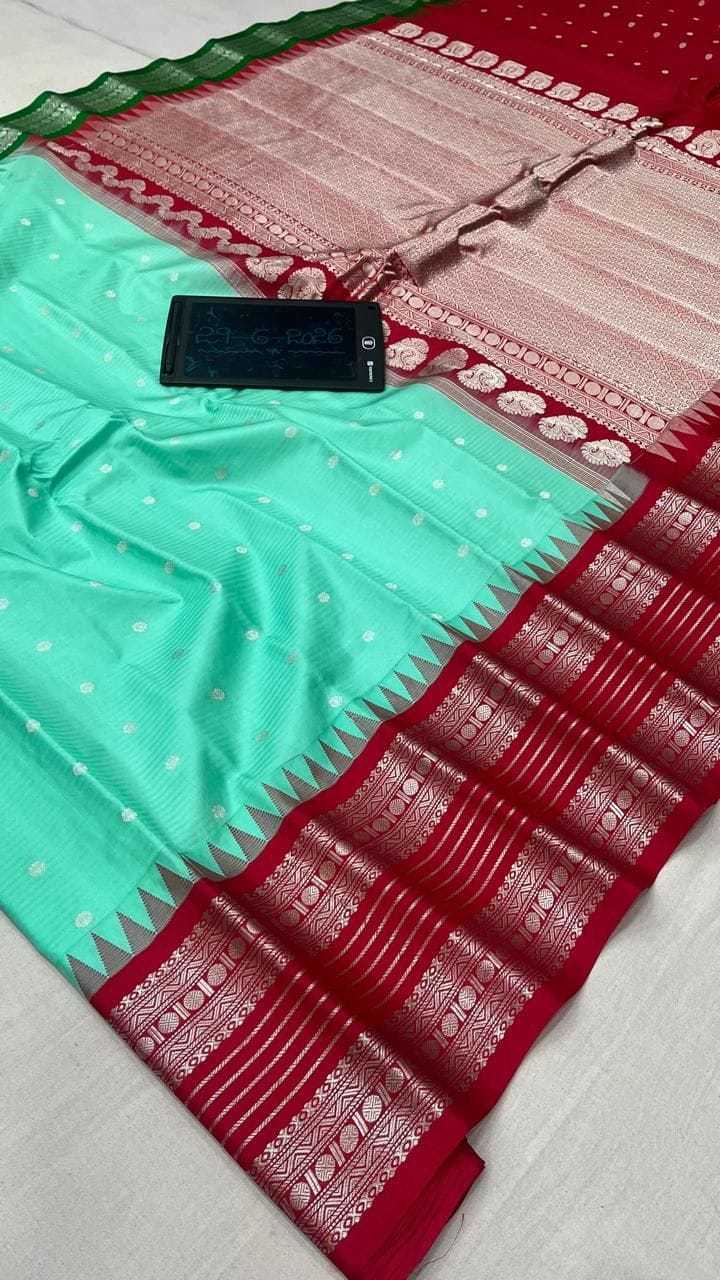 Crepe Silk Designer Saree in Sky Blue