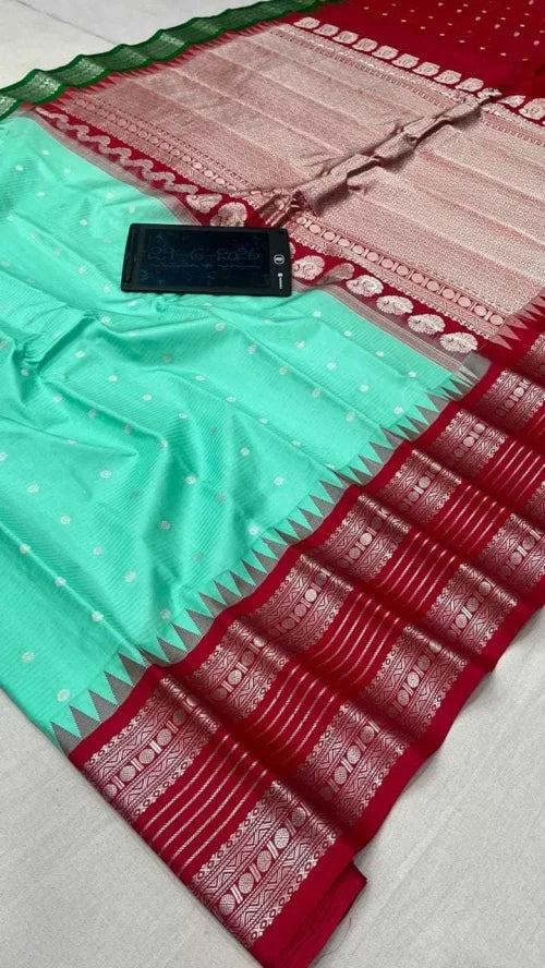 Crepe Silk Designer Saree in Sky Blue