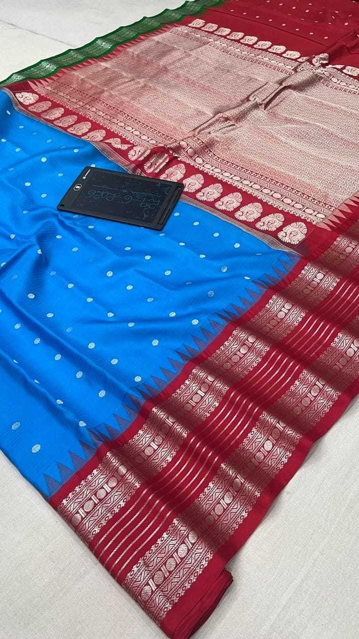 Crepe Silk Designer Saree in Sky Blue